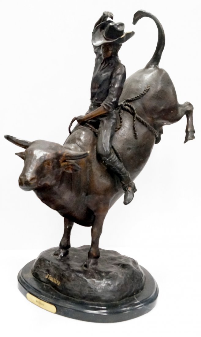 J. THEODORE (AMERICAN 20TH CENTURY) BONZE, "RODEO",: J. THEODORE (AMERICAN 20TH CENTURY) BONZE, "RODEO", SIGNED. HEIGHT 22"