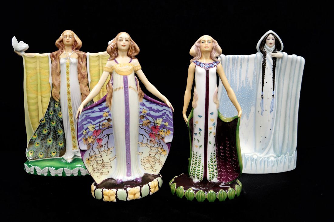SET (4) ROYAL DOULTON DECORATED PORCELAIN FIGURES, "LA (1 of 2)