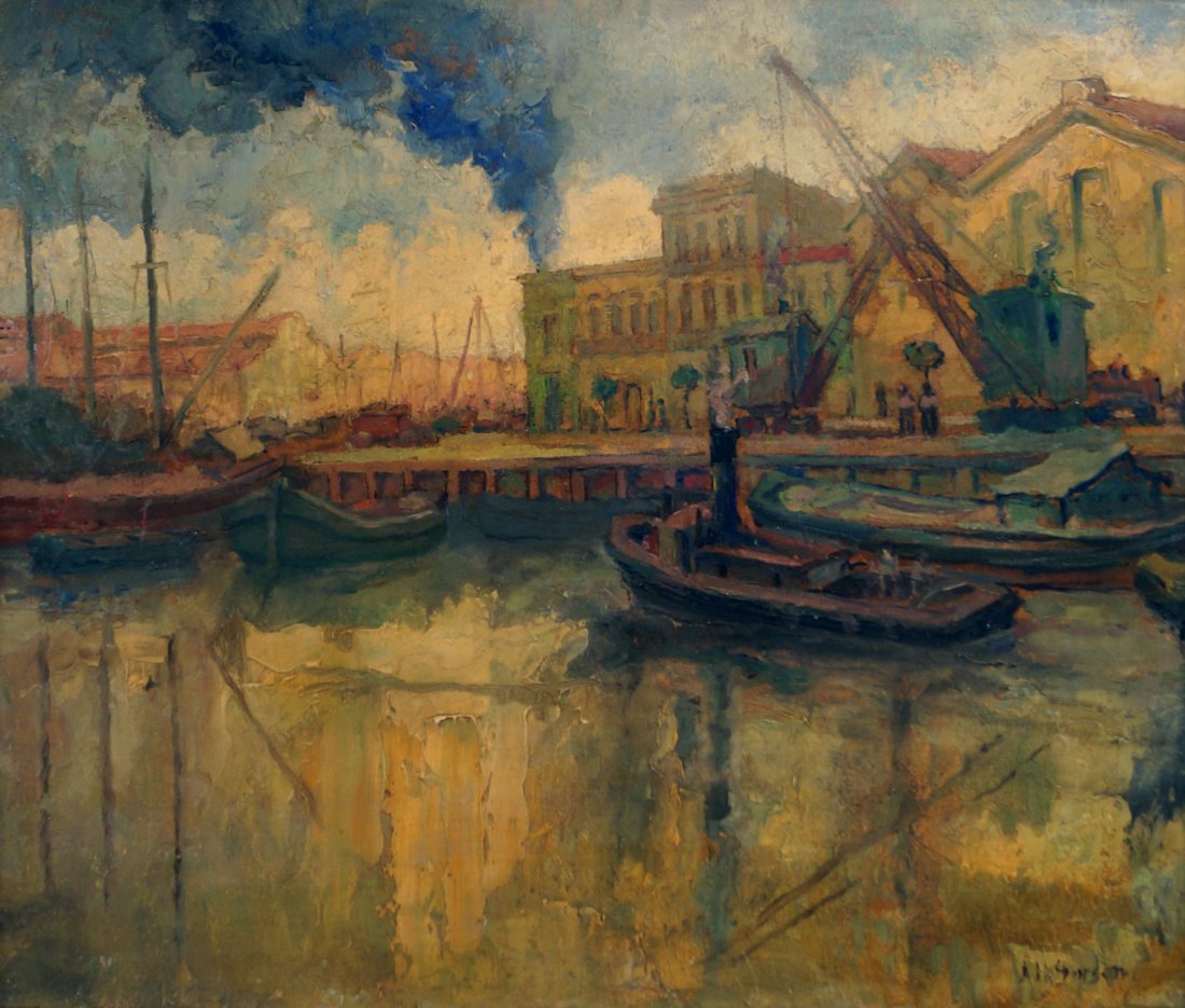 AARON GORSON (AMERICAN/PHILADELPHIA 1872-1933), OIL ON (1 of 2)