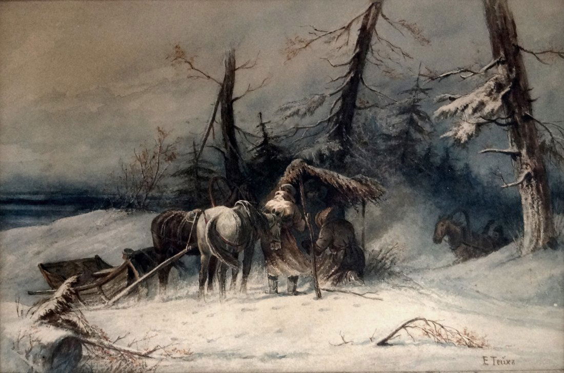 RUSSIAN SCHOOL (19TH CENTURY), WATERCOLOR, WINTER (1 of 1)