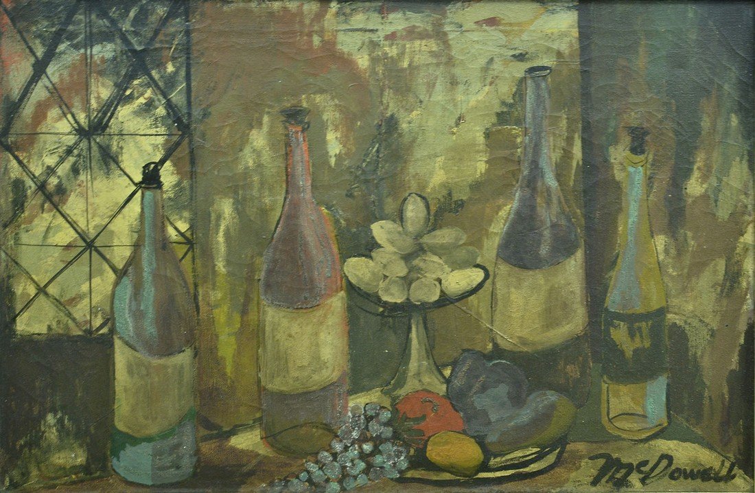 JOSEPH MCDOWELL (AMERICAN/OREGON 20TH CENTURY), OIL ON: JOSEPH MCDOWELL (AMERICAN/OREGON 20TH CENTURY), OIL ON CANVAS, "GOURMET", SIGNED, TITLED AND LABELED. 18 X 26"; FRAMED 21 X 29"