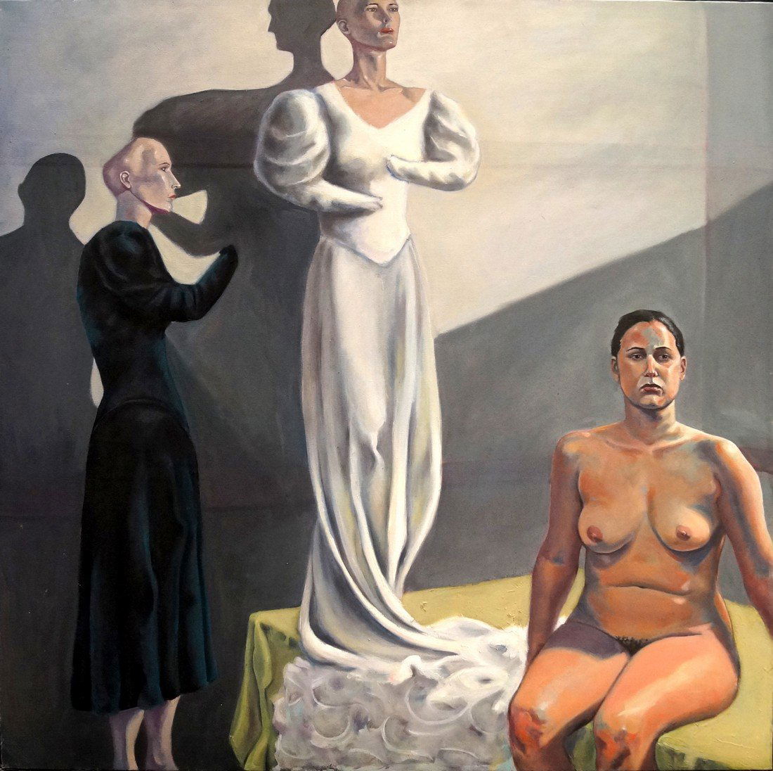 SURREALIST SCHOOL, OIL ON CANVAS, MODEL STUDY. 30 X 30" (1 of 1)