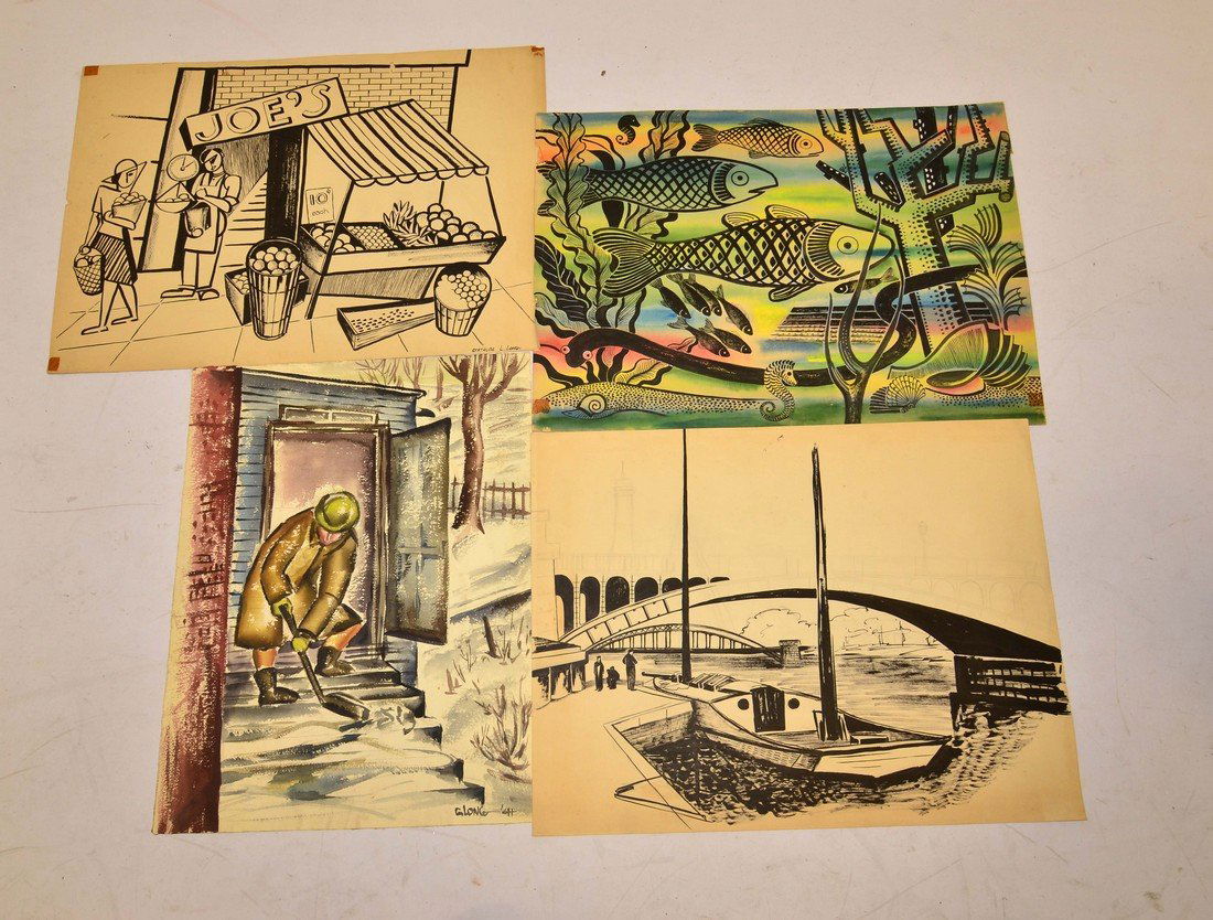 PORTFOLIO MID-CENTURY AND MODERN ORIGINAL ARTWORK, MOST (1 of 5)