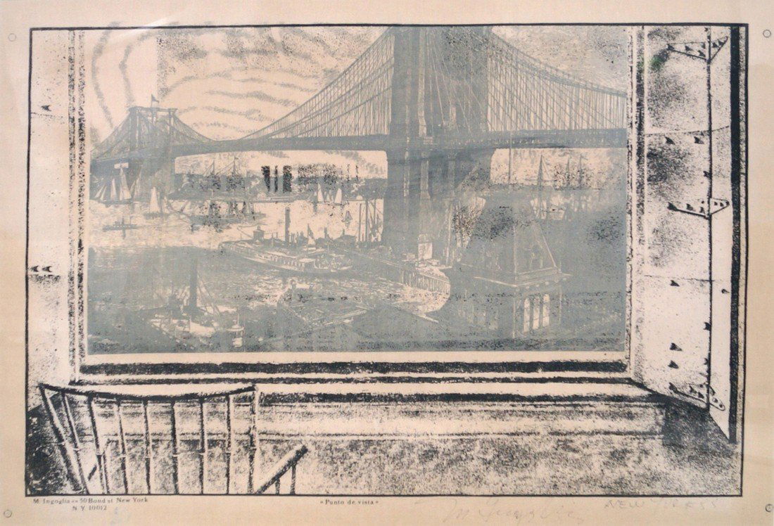 MID-CENTURY MODERN TEXTILE ART, SERIGRAPH ON LINEN, (1 of 2)