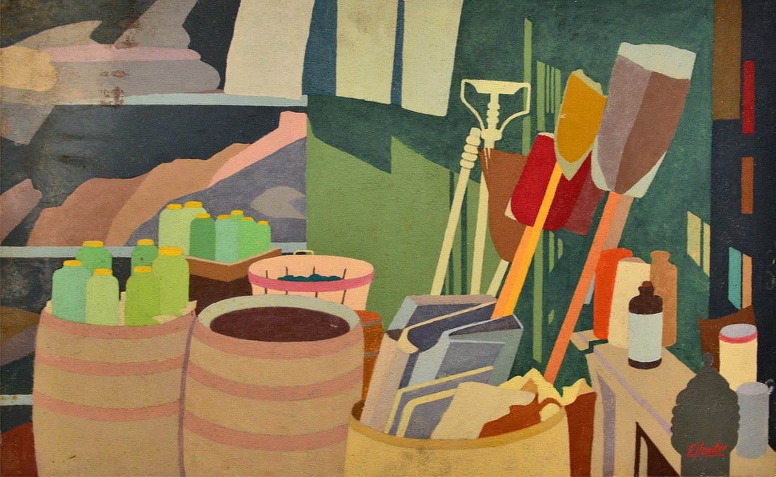 RAPHAEL ELLENDER (AMERICAN 1906-1972), OIL ON MASONITE, (1 of 2)