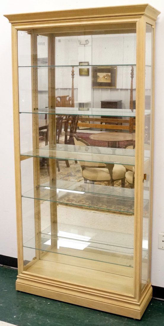 HOWARD MILLER BLEACHED OAK DISPLAY CASE. HEIGHT 80"; (1 of 1)