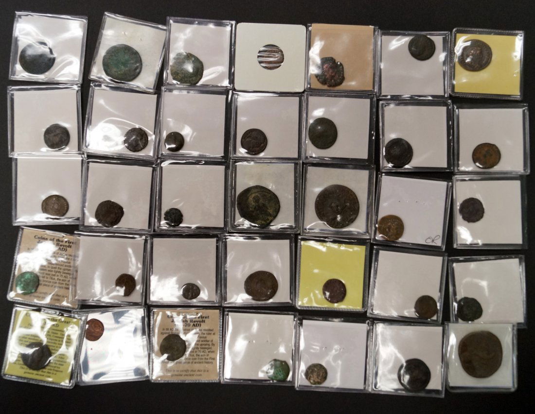 LOT (36) ASSORTED GREEK AND ROMAN BRONZE COINS, (1 of 3)