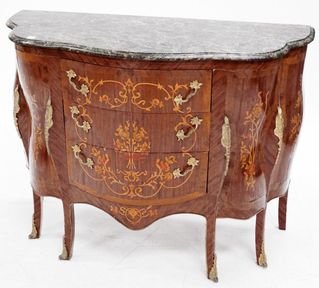 FRENCH STYLE CARVED INLAID KINGWOOD ORMOLU MOUNTED (1 of 1)
