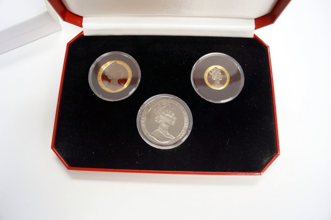 1990 POBJOY MINT, SET (3) ISLE OF MAN GOLD AND SILVER (1 of 1)