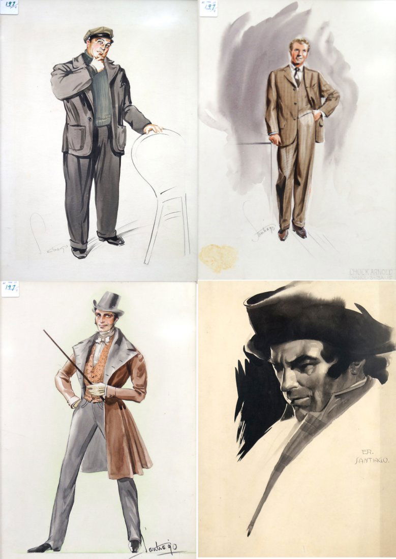 EMILE SANTIAGO (AMERICAN 1899-1995), LOT (4) INK AND (1 of 1)