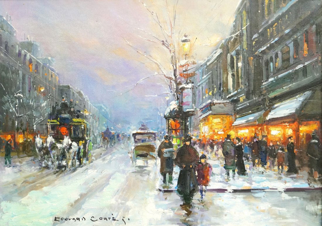 EDOUARD CORTES (FRENCH 1882-1969) OIL ON CANVAS,: EDOUARD CORTES (FRENCH 1882-1969) OIL ON CANVAS, "THEATRE DE GYMANSE", SIGNED, C.1958. 13 X 18"; FRAMED 20 X 25" PROVENANCE: CERTIFICATE-DAVID KLEIN GALLERY, WEST HOLLYWOOD CA