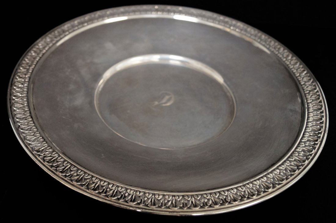 STERLING CHARGER, MONOGRAMMED "D". DIAMETER 10"; 10.14 (1 of 3)