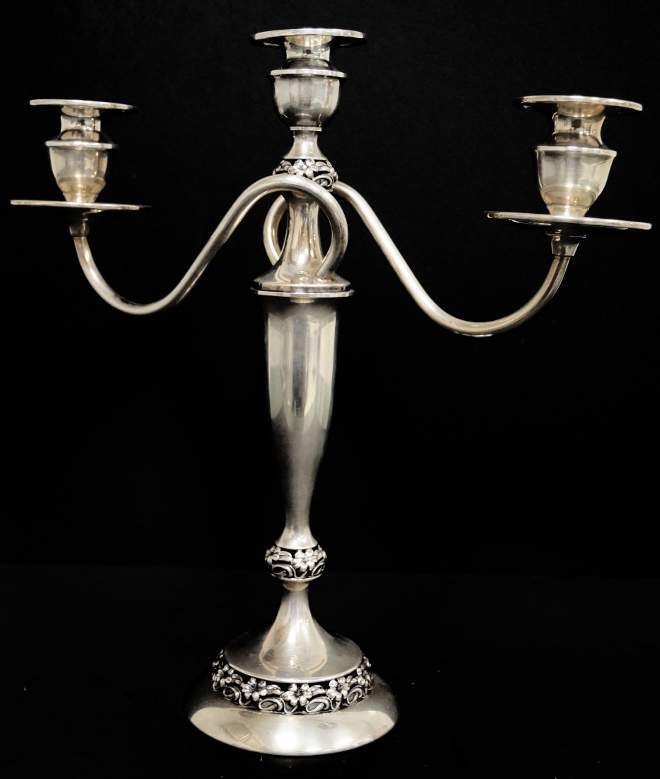 MUECK-CARY STERLING 3-LIGHT CANDELABRA, #1122. HEIGHT (1 of 3)