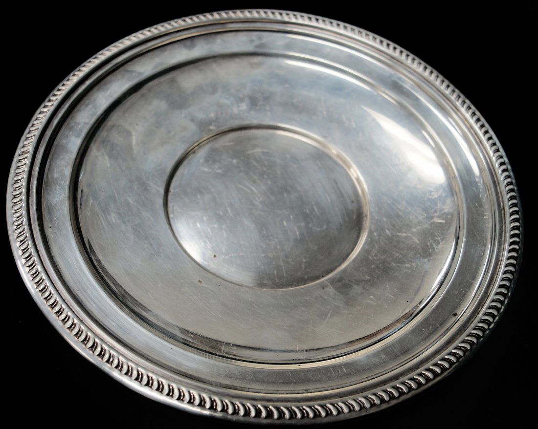 STERLING CHARGER. DIAMETER 10"; 9.09 OZT (1 of 2)