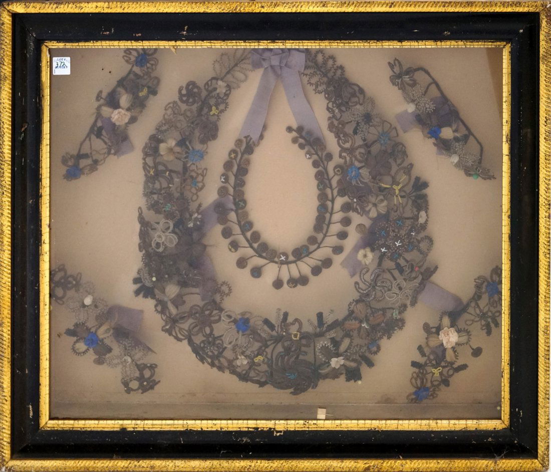 RARE 6-PIECE ANTIQUE VICTORIAN MOURNING MEMORIAL HAIR (1 of 2)