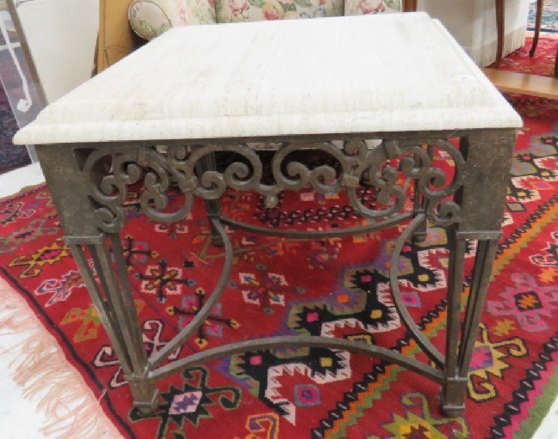 WROUGHT IRON BASE STAND WITH MARBLE TOP. HEIGHT 24"; (1 of 4)