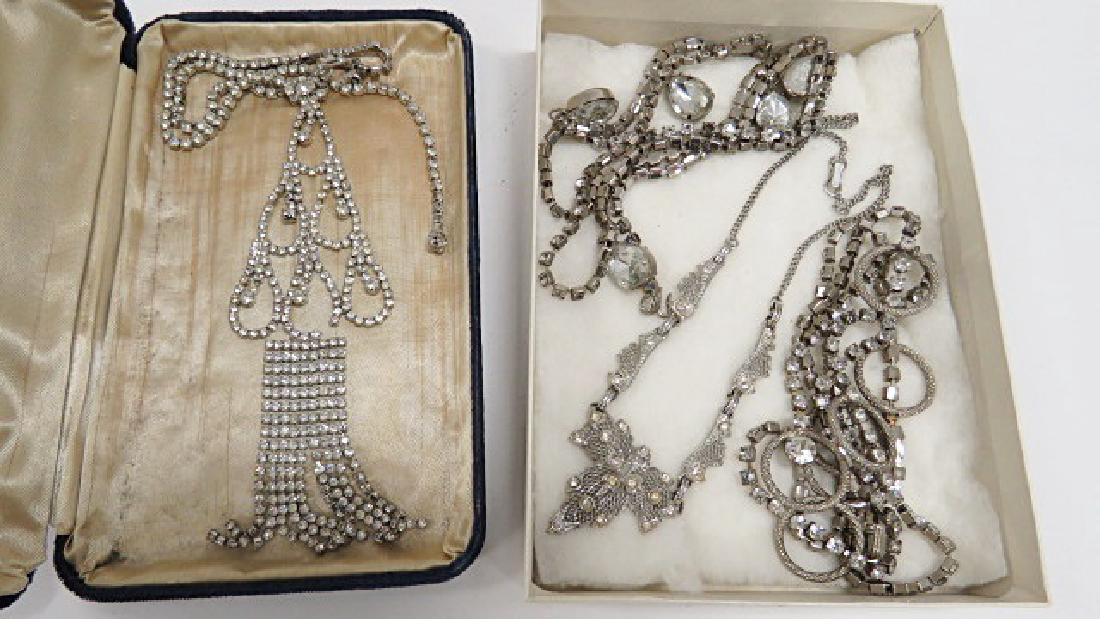 LOT (4) RHINESTONE AND SILVER TONE EVENING NECKLACES (1 of 3)