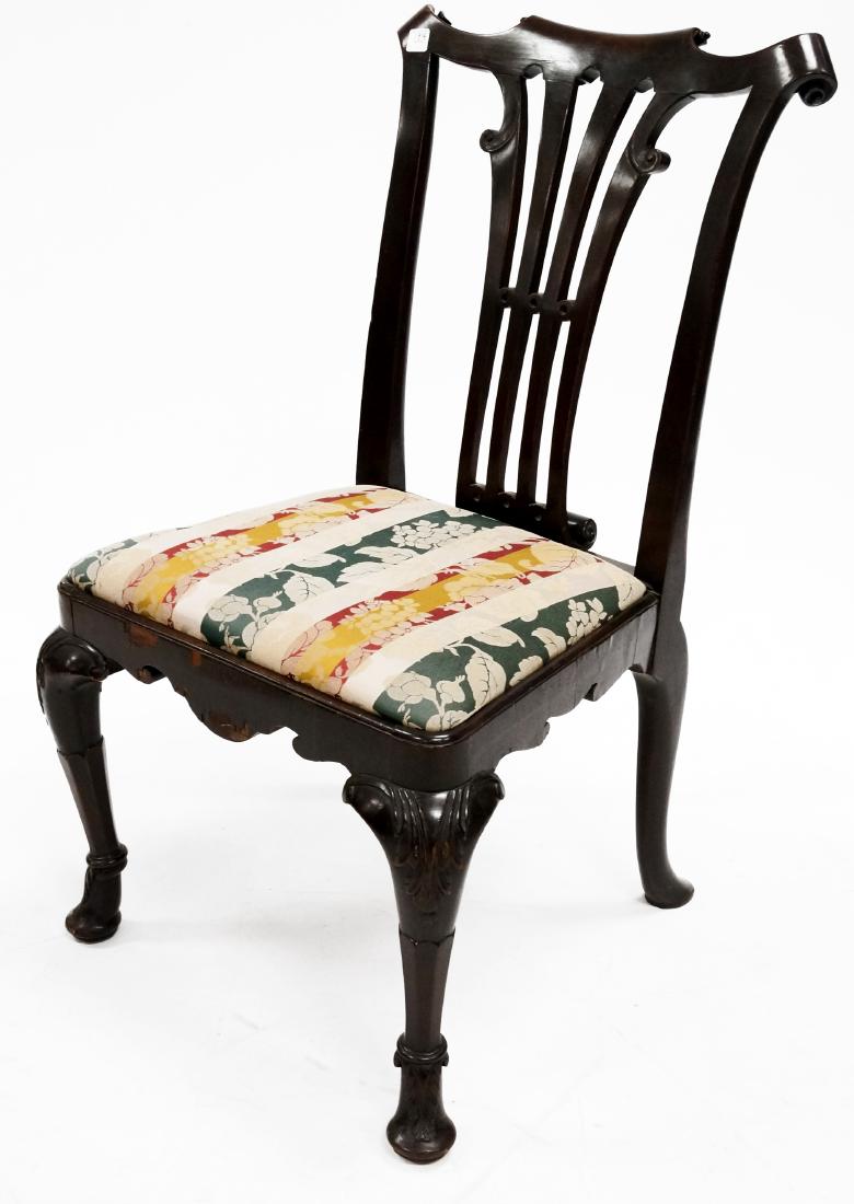 CHIPPENDALE CENTENNIAL CARVED MAHOGANY SIDE CHAIR, 19TH (1 of 2)