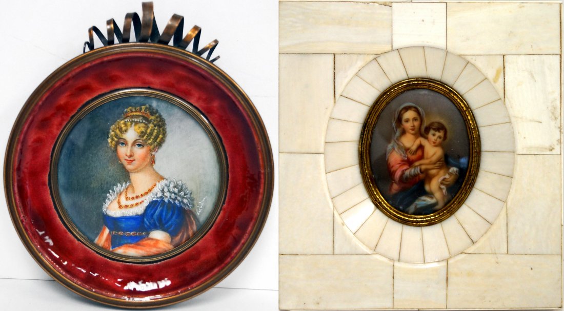 LOT (2) CONTINENTAL MINIATURE WATERCOLOR AND GOUACHE (1 of 4)