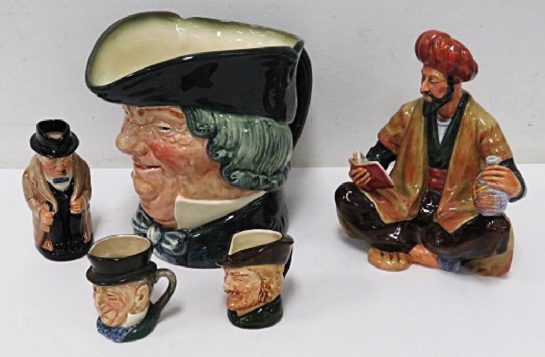 LOT (5) ROYAL DOULTON FIGURINES, TOBY JUG AND MINIATURE (1 of 6)
