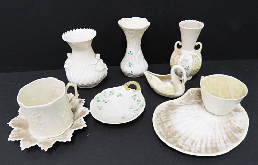 LOT (9) VINTAGE BELLEEK PORCELAIN'S, GREEN MARK (1 of 3)