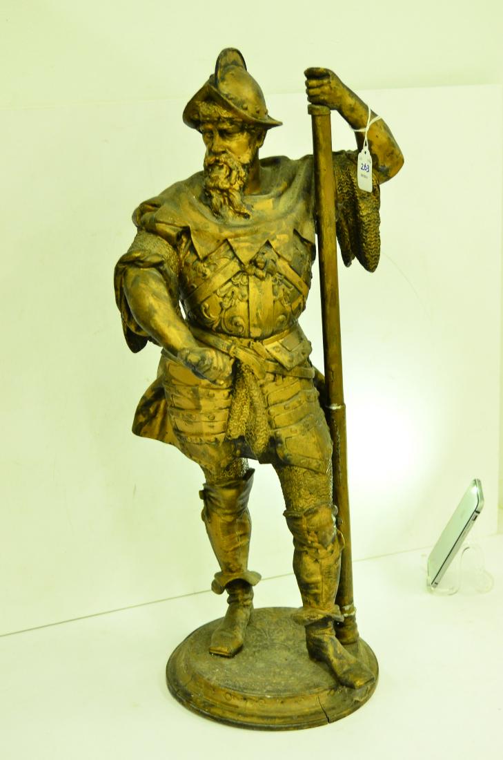 ANTIQUE PATINATED CAST METAL STATUE OF A SPANISH (1 of 1)
