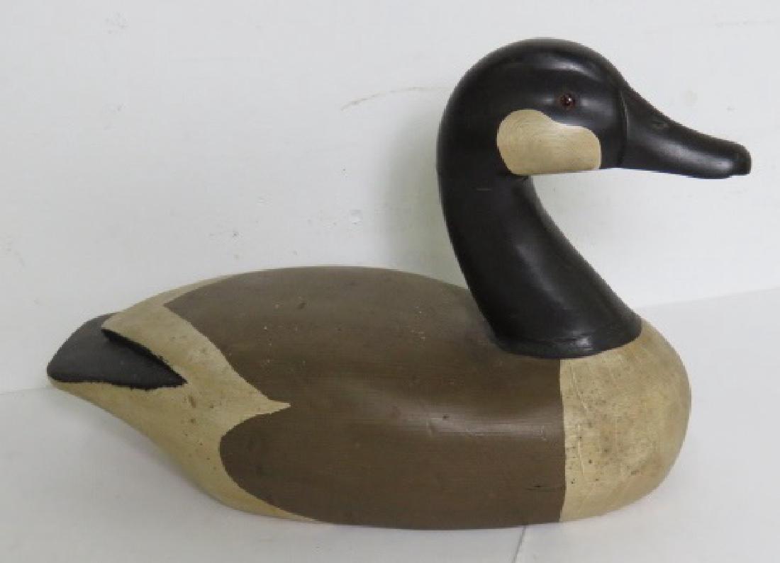 RARE HAND CARVED GOOSE DECOY, "CANADA GOOSE", SIGNED R. (1 of 2)