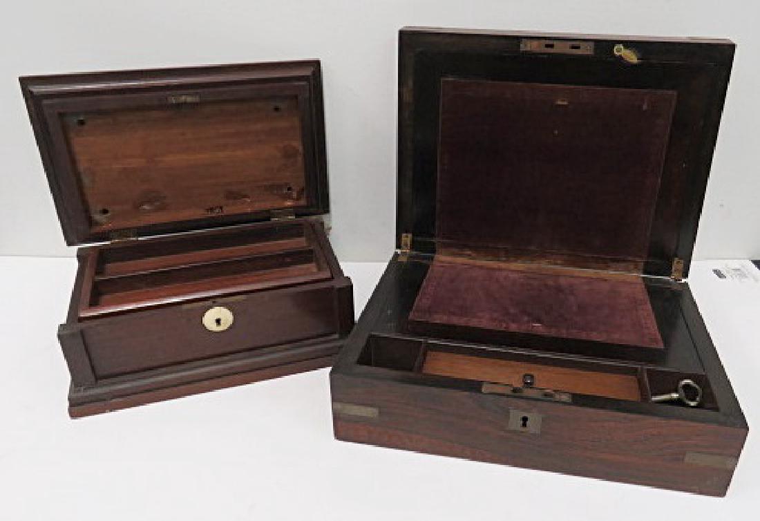 LOT (2) ANTIQUE BOXES INCLUDING BRASS CORNERED LAP DESK (1 of 5)