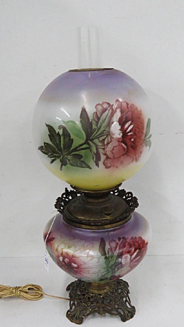 GONE-WITH-THE-WIND LAMP WITH HAND PAINTED GLOBE AND (1 of 2)