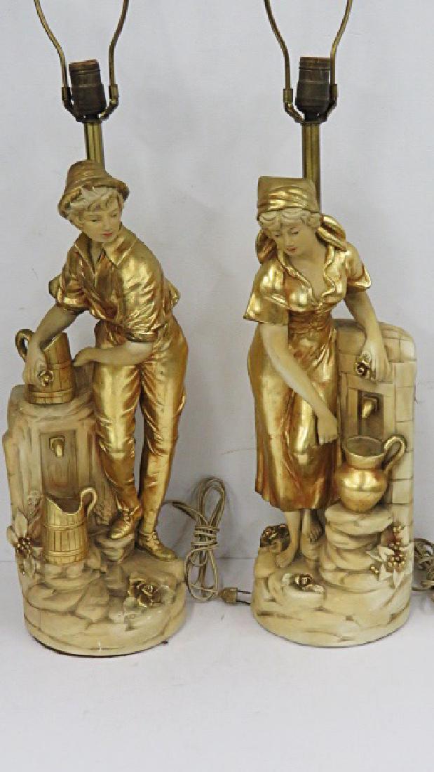 PAIR MID-CENTURY MODERN ITALIAN FIGURAL LAMPS WITH GILT (1 of 1)