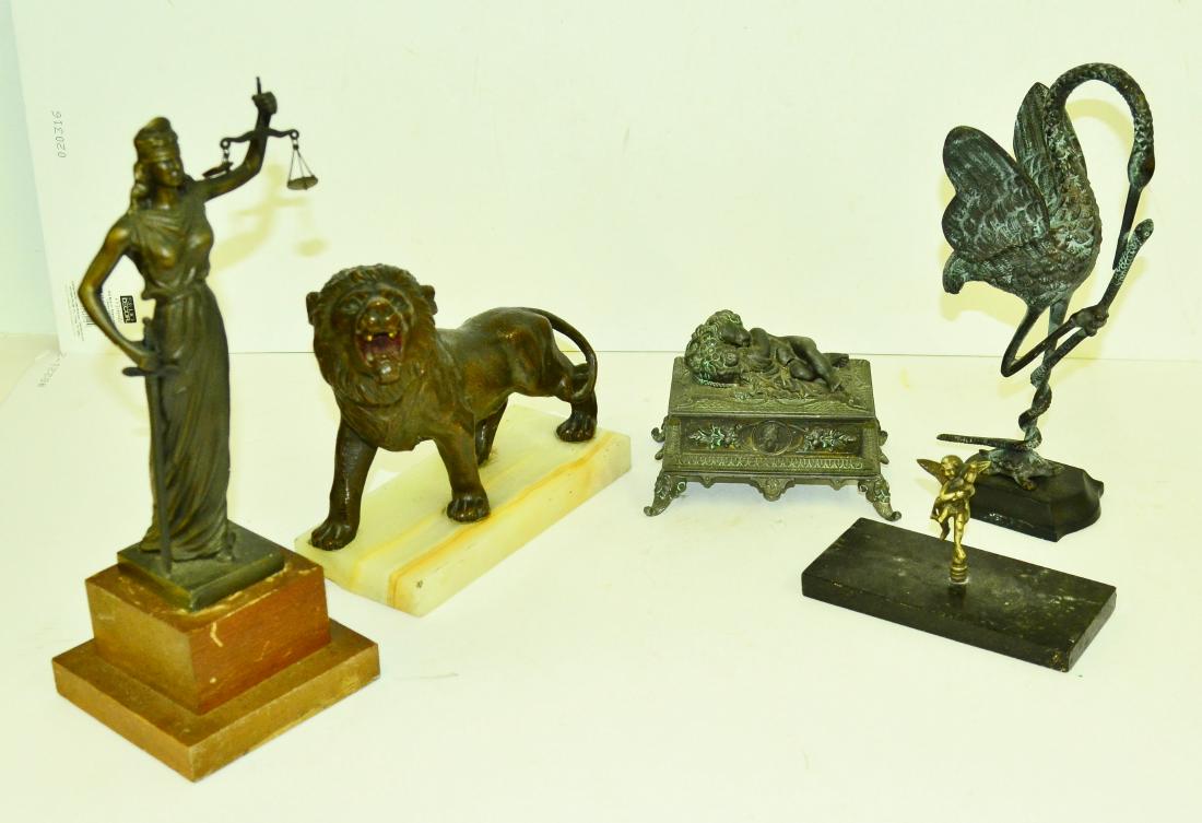 LOT (5) VINTAGE METAL FIGURAL SCULPTURES/BOX INCLUDING (1 of 4)