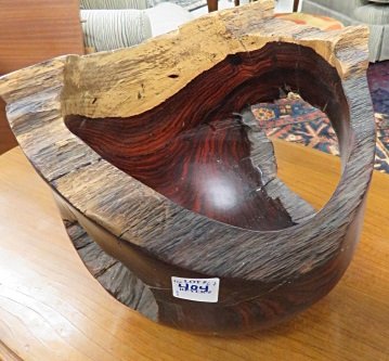 MODERN CARVED LIVE-EDGE, FREE-FORM ROSEWOOD BOWL. (1 of 3)