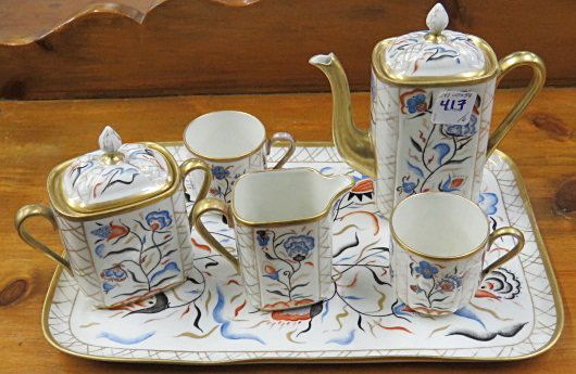 LIMOGES GILT DECORATED TEA SET WITH TRAY (6) (1 of 3)