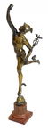 GRAND TOUR ERA PATINATED BRONZE FIGURE OF MERCURY ON A