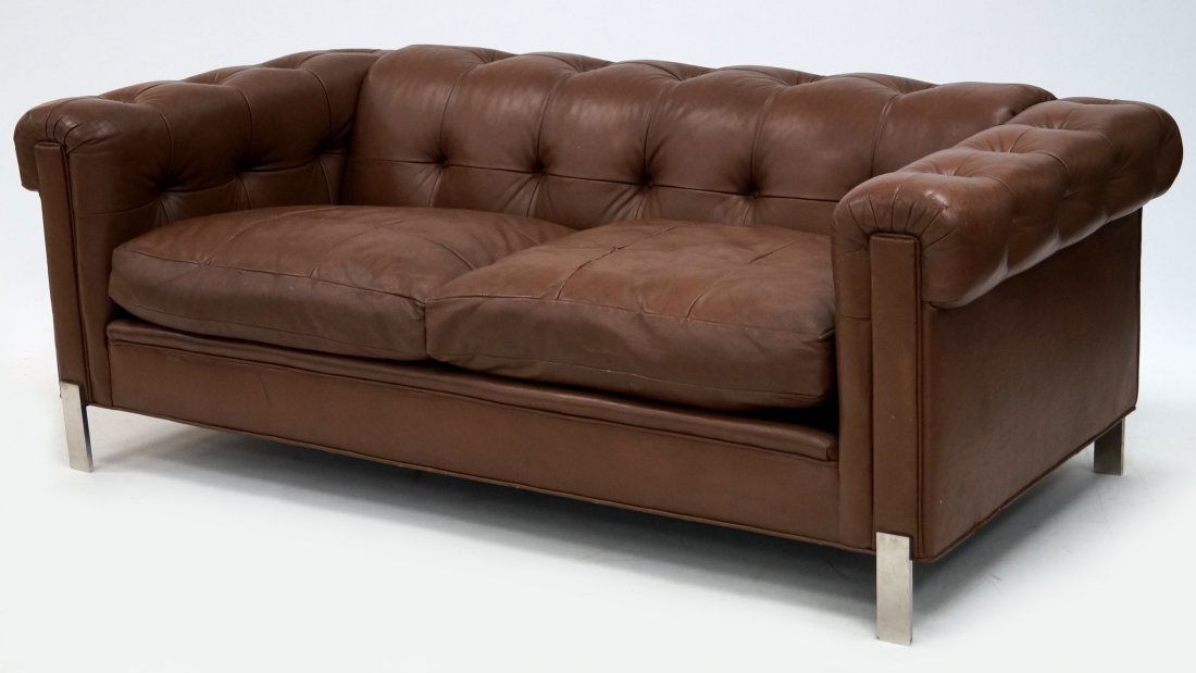 LEATHER CHESTERFIELD SOFA, ATTRIBUTED TO LEON ROSEN (1 of 3)