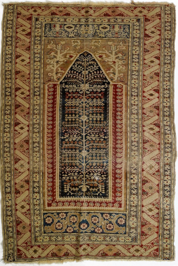 ANTIQUE TRIBAL PRAYER RUG, GHIORDES. 42 X 61" (1 of 3)