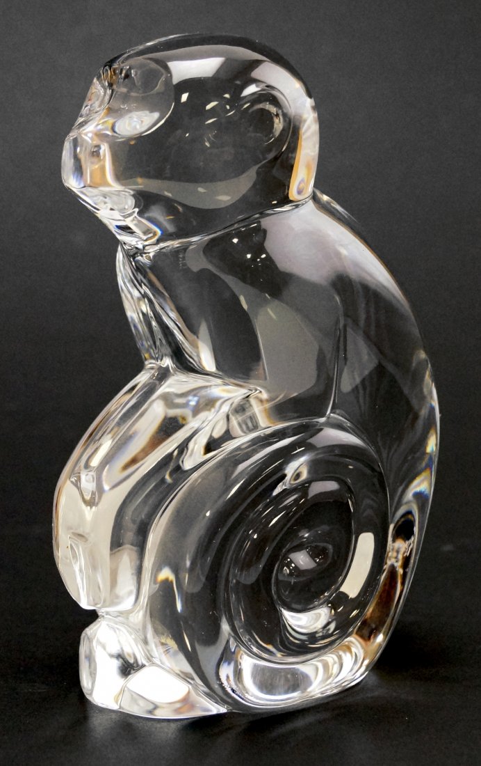VAL ST. LAMBERT ART GLASS MONKEY, "DE SOUSE". HEIGHT 6": VAL ST. LAMBERT ART GLASS MONKEY, "DE SOUSE". HEIGHT 6"