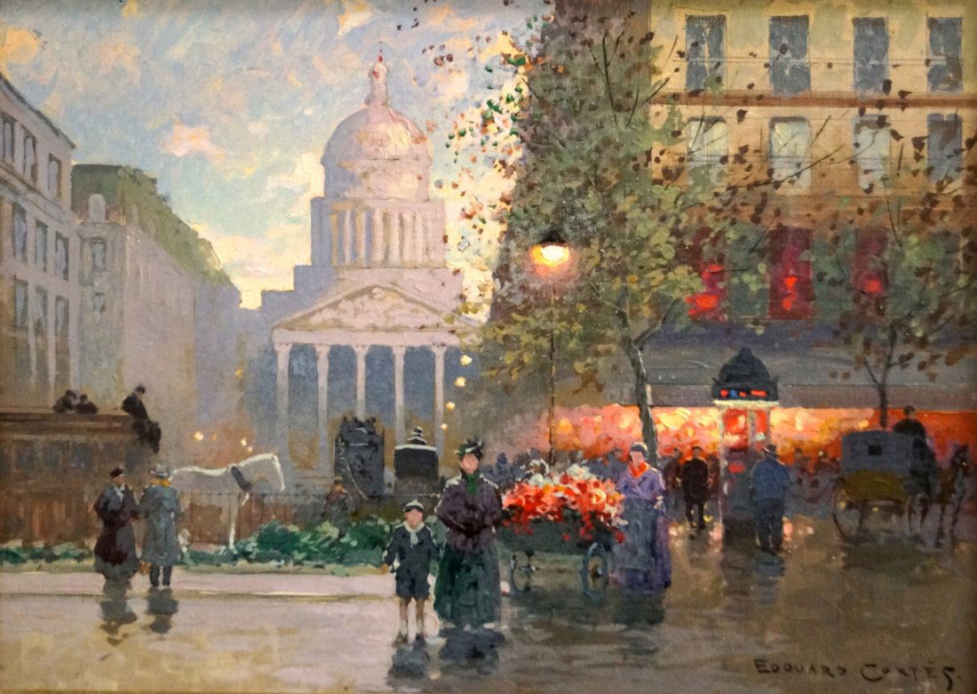 FRENCH SCHOOL (20TH CENTURY), OIL ON CANVAS, THE: FRENCH SCHOOL (20TH CENTURY), OIL ON CANVAS, THE PANTHEON, BEARING SIGNATURE EDOUARD CORTES. 13 X 18"; FRAMED 21 X 25 1/2"