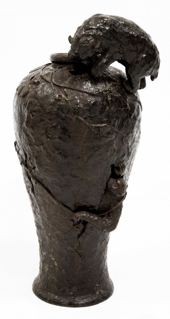 JAPANESE (MEIJI/TAISHO) BRONZE SCULPTURE URN WITH (1 of 3)