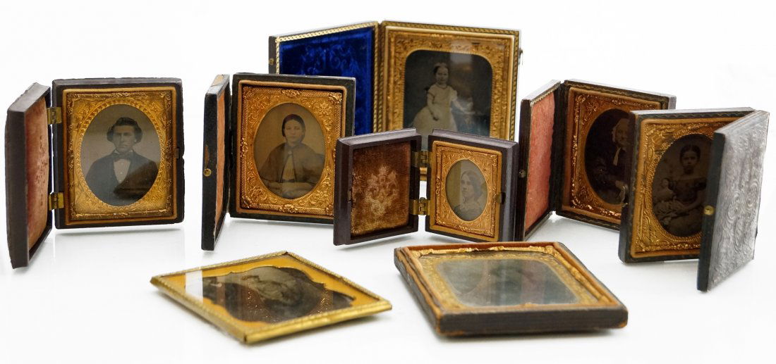 LOT (8) ASSORTED TINTYPES AND CASES INCLUDING GUTTA (1 of 5)