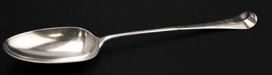 GEORGE III LONDON STERLING STUFFING SPOON, MONOGRAMMED (1 of 3)