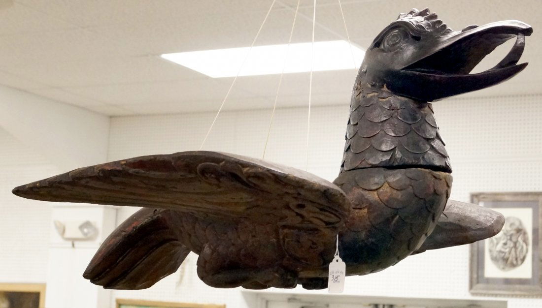 THAI CARVED AND POLYCHROMED FIGURE OF A GURUDA. HEIGHT (1 of 1)