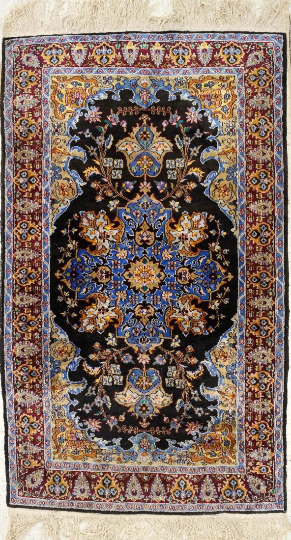 KIRMAN SILK BLEND RUG. 3'1" X 5'3" (1 of 2)
