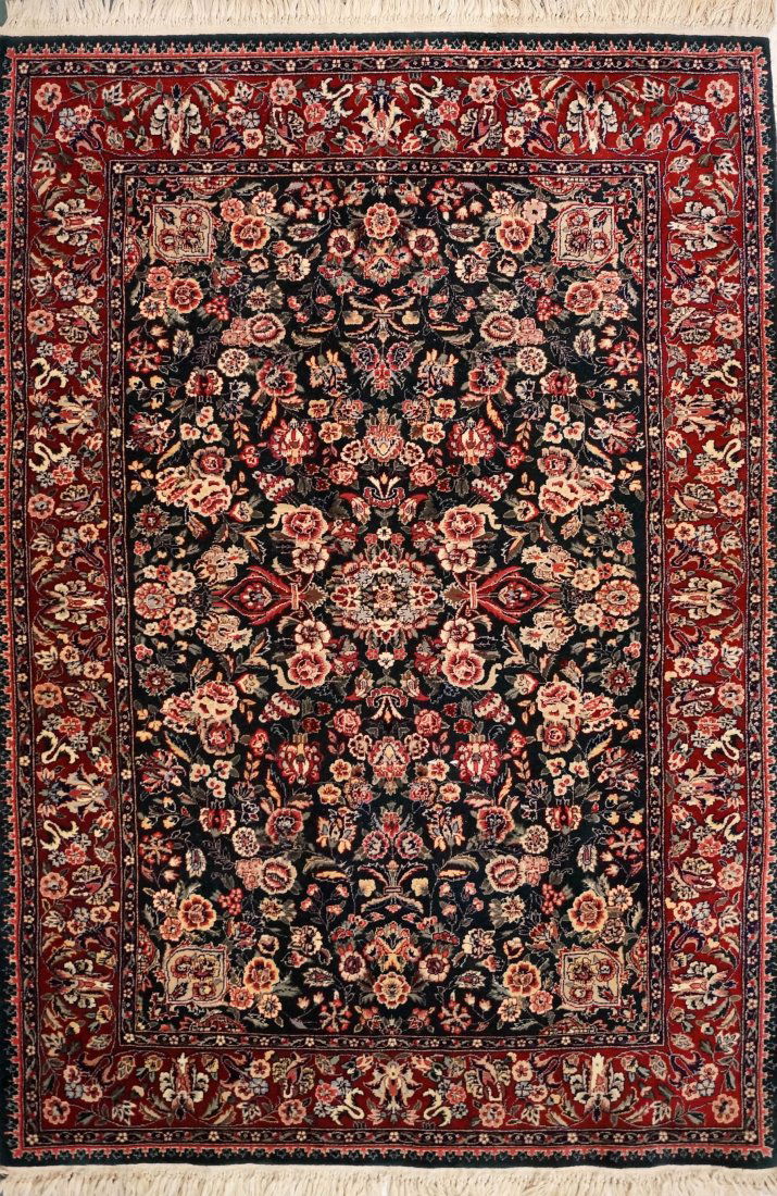 SEMI-ANTIQUE PERSIAN KASHAN DESIGN RUG. 4'1" X 6'1" (1 of 2)