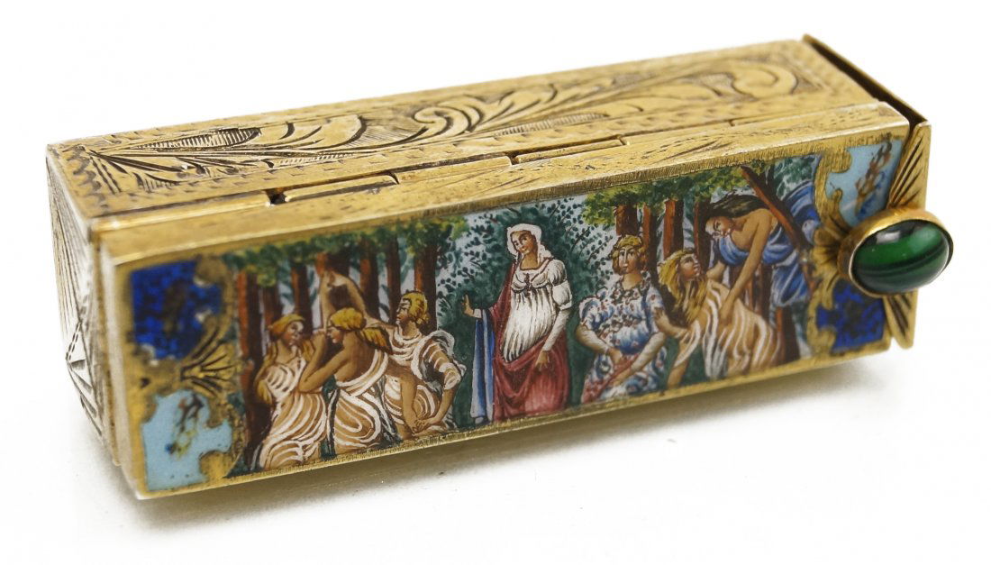 FRENCH GILT VERMEIL SILVER LIPSTICK CASE WITH ENAMEL (1 of 2)