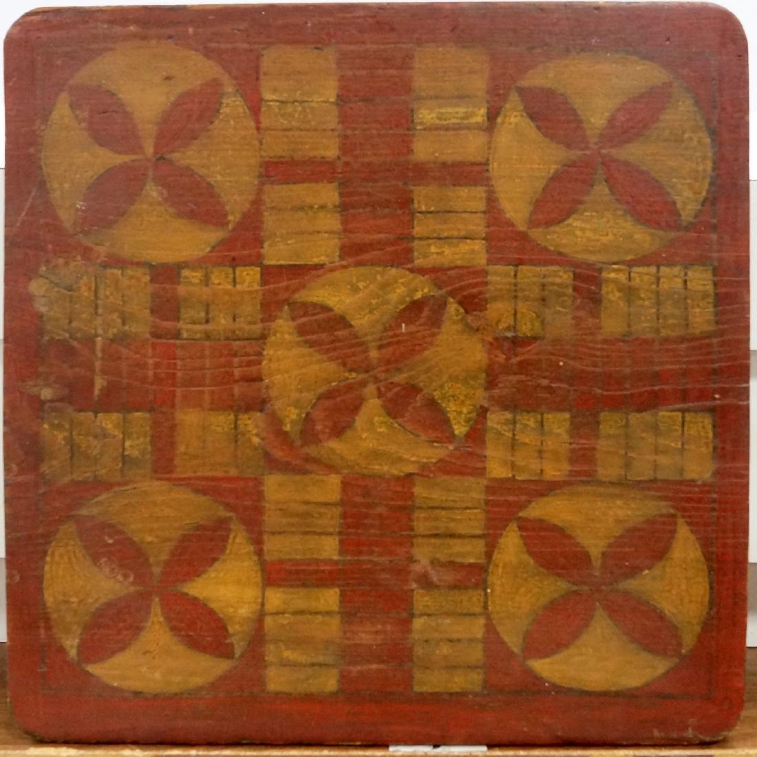 VINTAGE PAINTED WOOD PARCHEESI GAME BOARD. 20 X 21" (1 of 1)