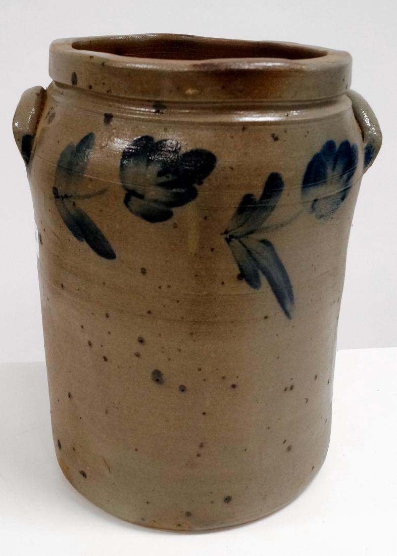 VINTAGE STONEWARE MISSHAPEN CROCK WITH MOLDED HANDLES (1 of 1)