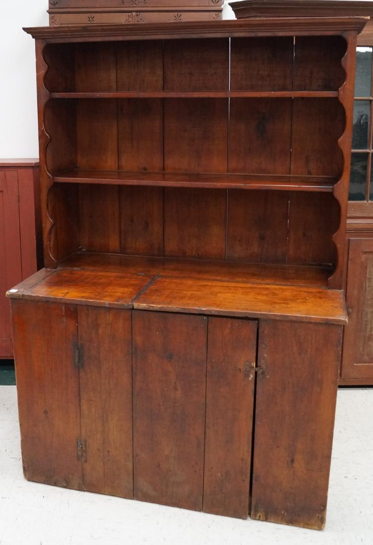 COUNTRY PINE STEP-BACK CUPBOARD, 19TH CENTURY. HEIGHT (1 of 2)