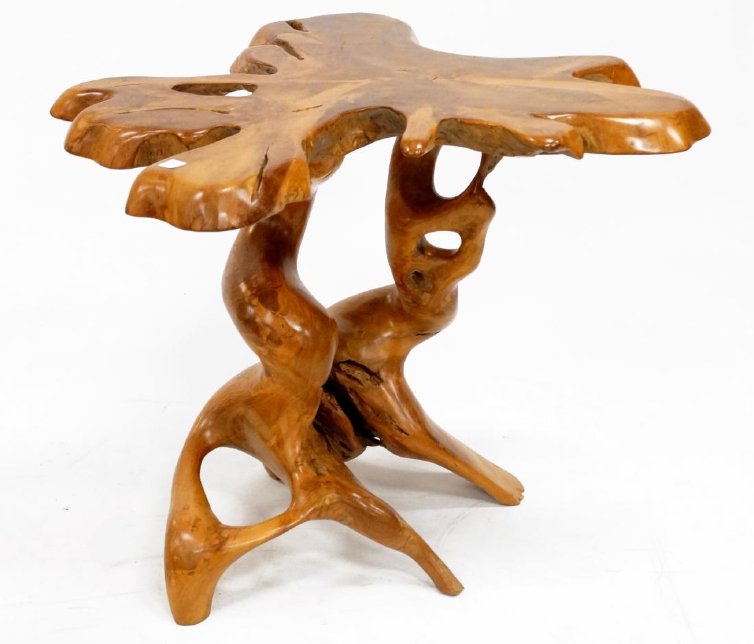 MODERN EXOTIC TEAK ANTHROPOMORPHIC LIVE EDGE SIDE (1 of 2)