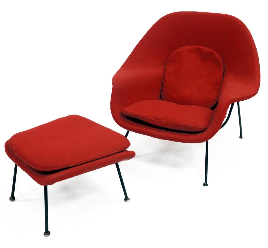 EERO SAARINEN DESIGN WOMB CHAIR AND OTTOMAN, C.1958 (1 of 1)